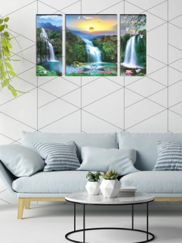 India Market| Nature Waterfall Digital Reprint 13 inch x 10.2 inch Wall Painting